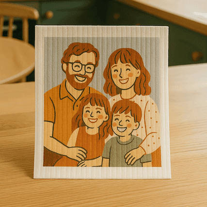 Family illustration dishcloth