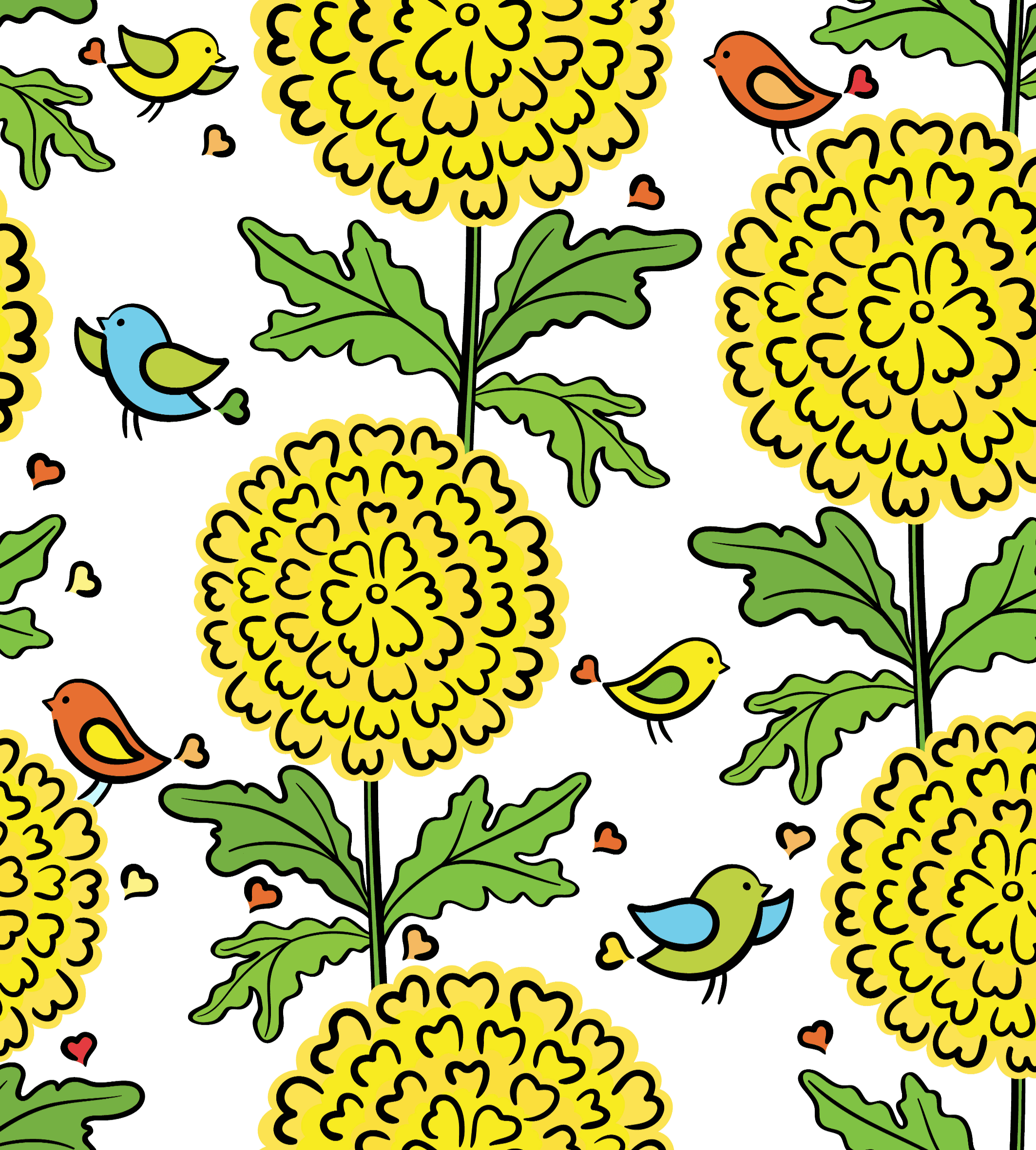 Marigold Birds Dishcloth