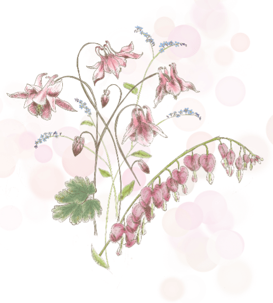 Disktrasa med rosa vildblommor