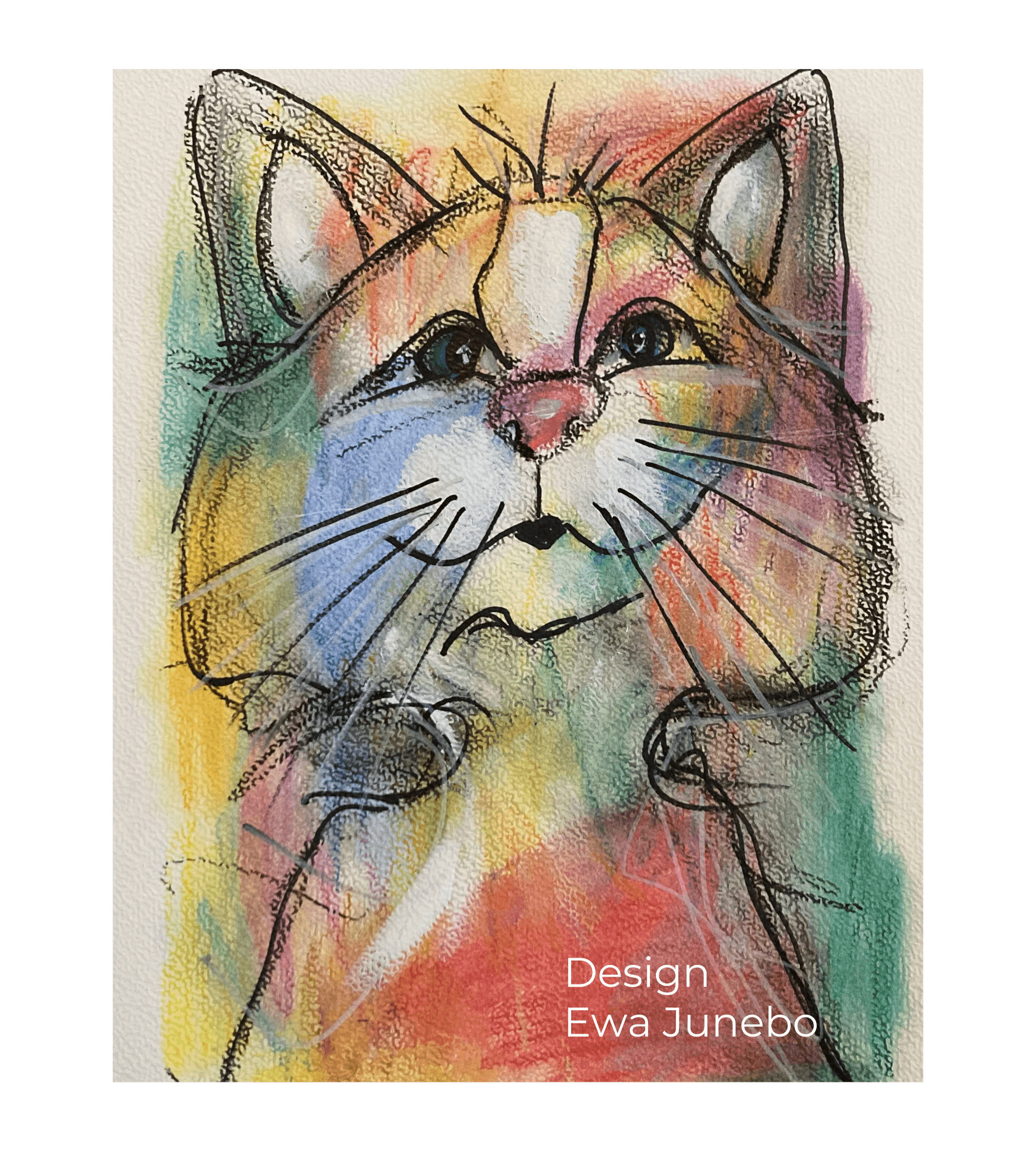 Watercolor Cat Dishcloth